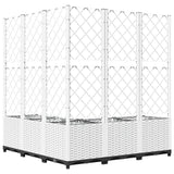 Plantenbak met latwerk 120x120x136 cm polypropeen wit