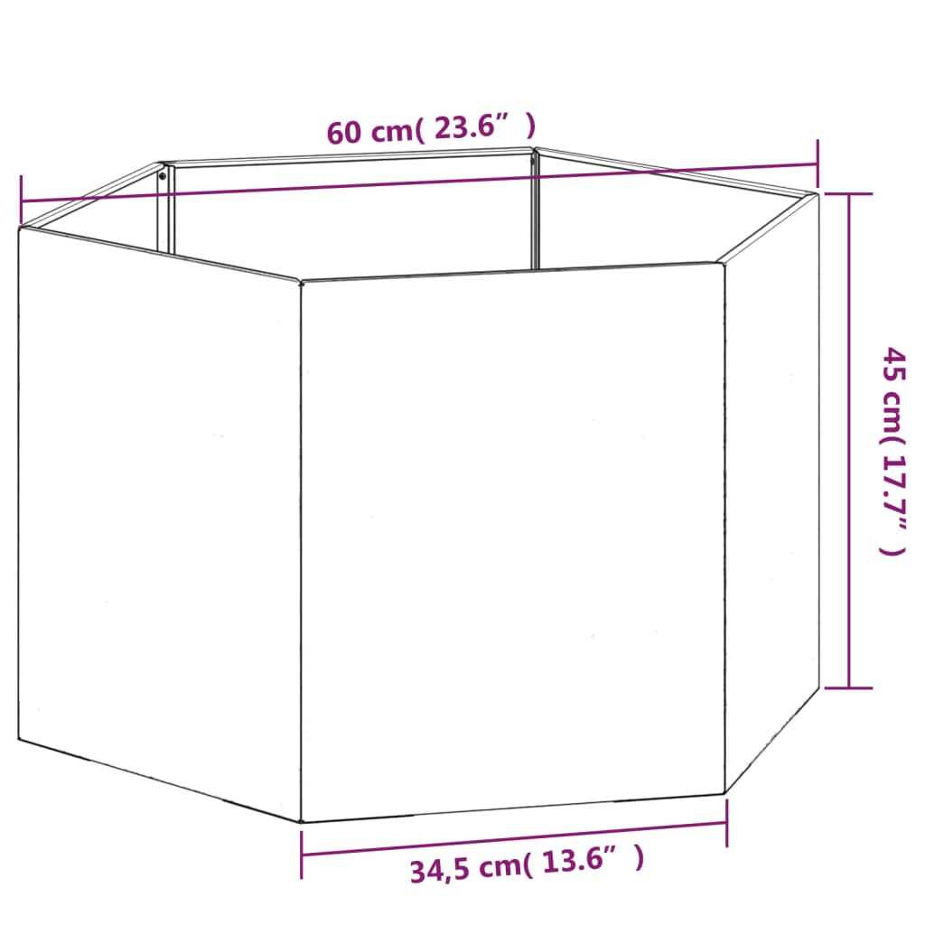 Plantenbak roestig 60x60x45 cm cortenstaal - AllerleiShop