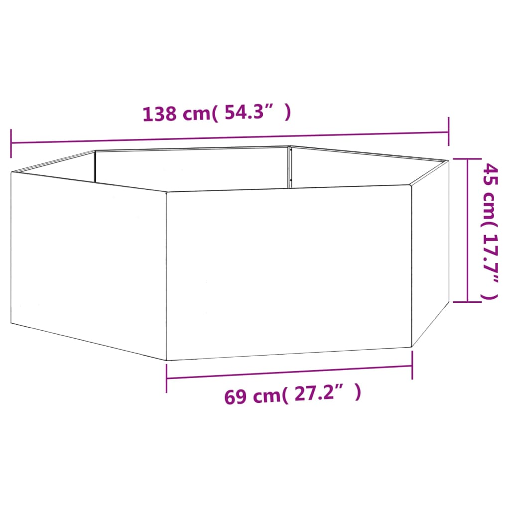 Plantenbak roestig 138x120x45 cm cortenstaal - AllerleiShop