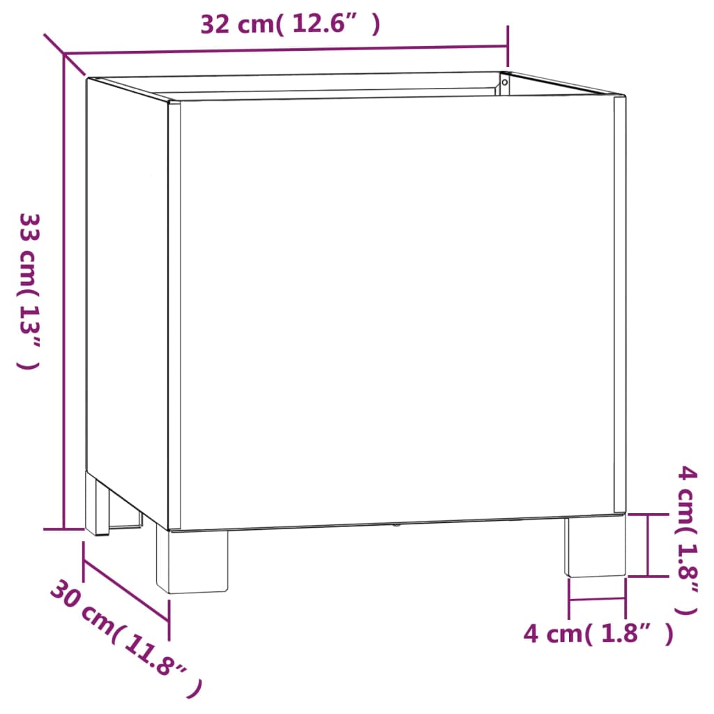 Plantenbak met poten roestig 32x30x33 cm cortenstaal - AllerleiShop