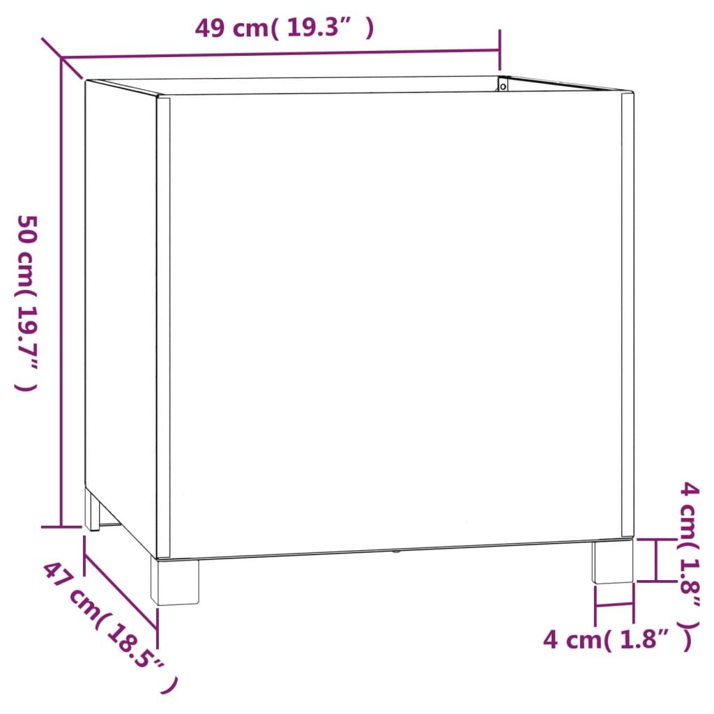 Plantenbak met poten roestig 49x47x50 cm cortenstaal - AllerleiShop