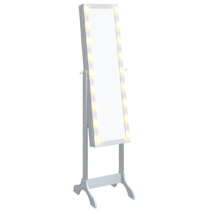 Spiegel vrijstaand met LED's 34x37x146 cm wit - AllerleiShop