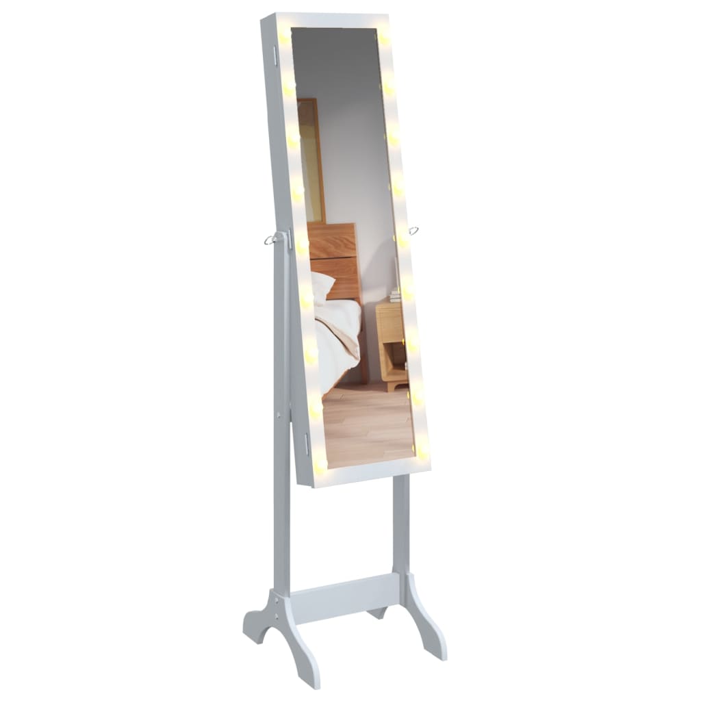 Spiegel vrijstaand met LED's 34x37x146 cm wit - AllerleiShop