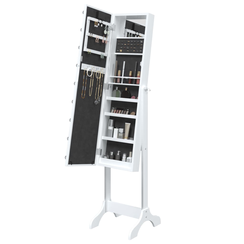 Spiegel vrijstaand met LED's 34x37x146 cm wit - AllerleiShop