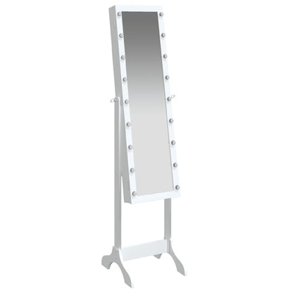 Spiegel vrijstaand met LED's 34x37x146 cm wit - AllerleiShop