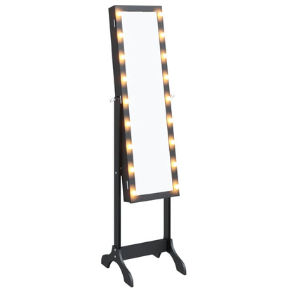 Spiegel vrijstaand met LED's 34x37x146 cm zwart - AllerleiShop