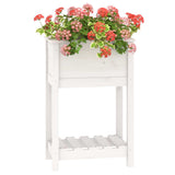 Plantenbak met schap 54x34,5x81 cm massief grenenhout wit - AllerleiShop