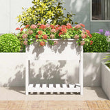 Plantenbak met schap 82,5x34,5x81 cm massief grenenhout wit - AllerleiShop