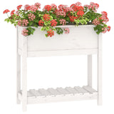 Plantenbak met schap 82,5x34,5x81 cm massief grenenhout wit - AllerleiShop