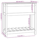 Plantenbak met schap 82,5x34,5x81 cm massief grenenhout wit - AllerleiShop