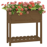 Plantenbak met schap 82,5x34,5x81 cm grenenhout honingbruin - AllerleiShop