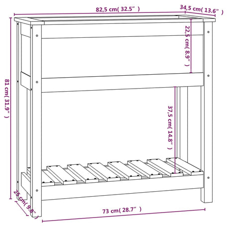 Plantenbak met schap 82,5x34,5x81 cm grenenhout honingbruin - AllerleiShop