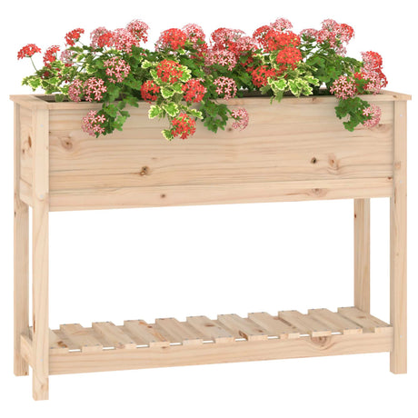 Plantenbak met schap 111,5x34,5x81 cm massief grenenhout - AllerleiShop