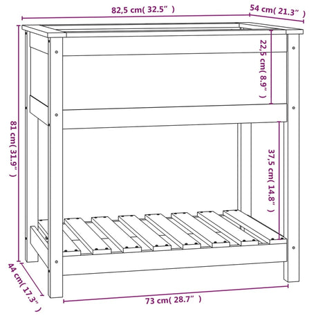 Plantenbak met schap 82,5x54x81 cm massief grenenhout - AllerleiShop