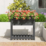 Plantenbak met schap 82,5x54x81 cm massief grenenhout grijs - AllerleiShop