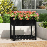 Plantenbak met schap 82,5x54x81 cm massief grenenhout zwart - AllerleiShop