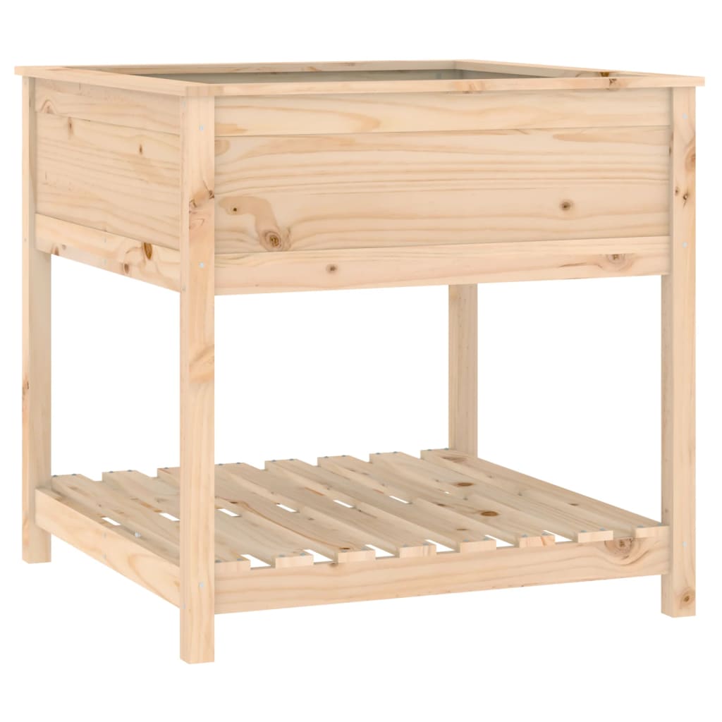 Plantenbak met schap 82,5x82,5x81 cm massief grenenhout - AllerleiShop