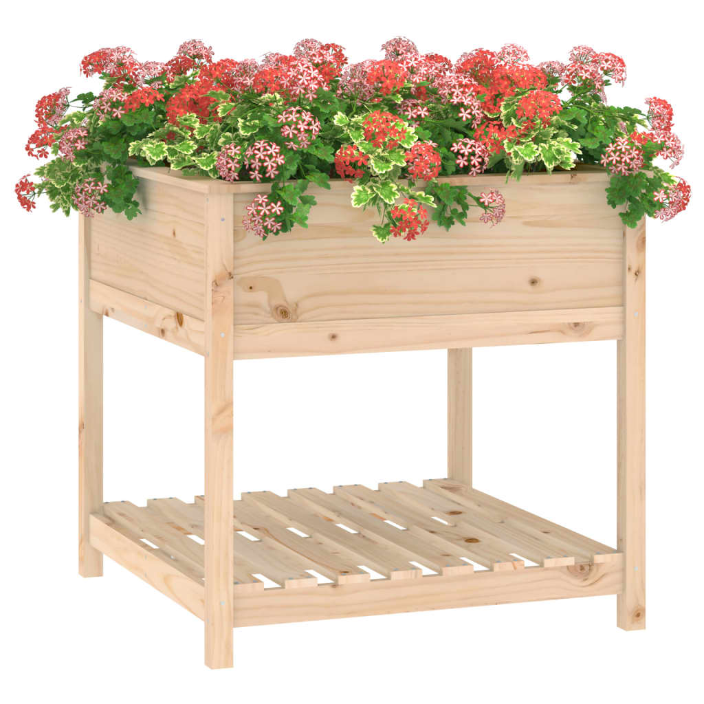 Plantenbak met schap 82,5x82,5x81 cm massief grenenhout - AllerleiShop