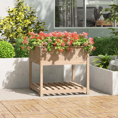 Plantenbak met schap 82,5x82,5x81 cm massief grenenhout - AllerleiShop