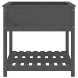 Plantenbak met schap 82,5x82,5x81 cm massief grenenhout grijs - AllerleiShop