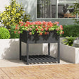 Plantenbak met schap 82,5x82,5x81 cm massief grenenhout grijs - AllerleiShop