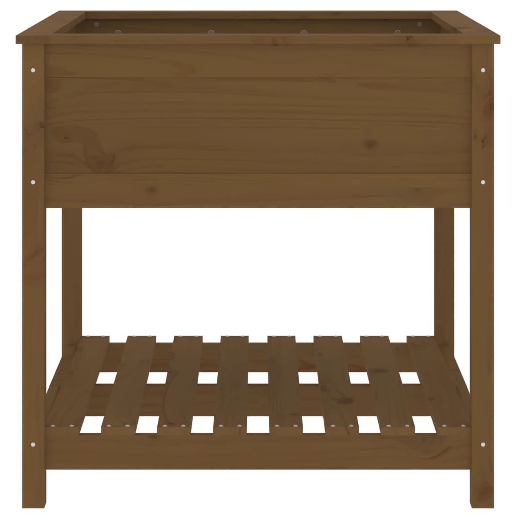 Plantenbak met schap 82,5x82,5x81 cm grenenhout honingbruin - AllerleiShop