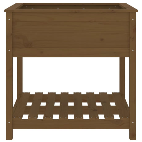 Plantenbak met schap 82,5x82,5x81 cm grenenhout honingbruin - AllerleiShop