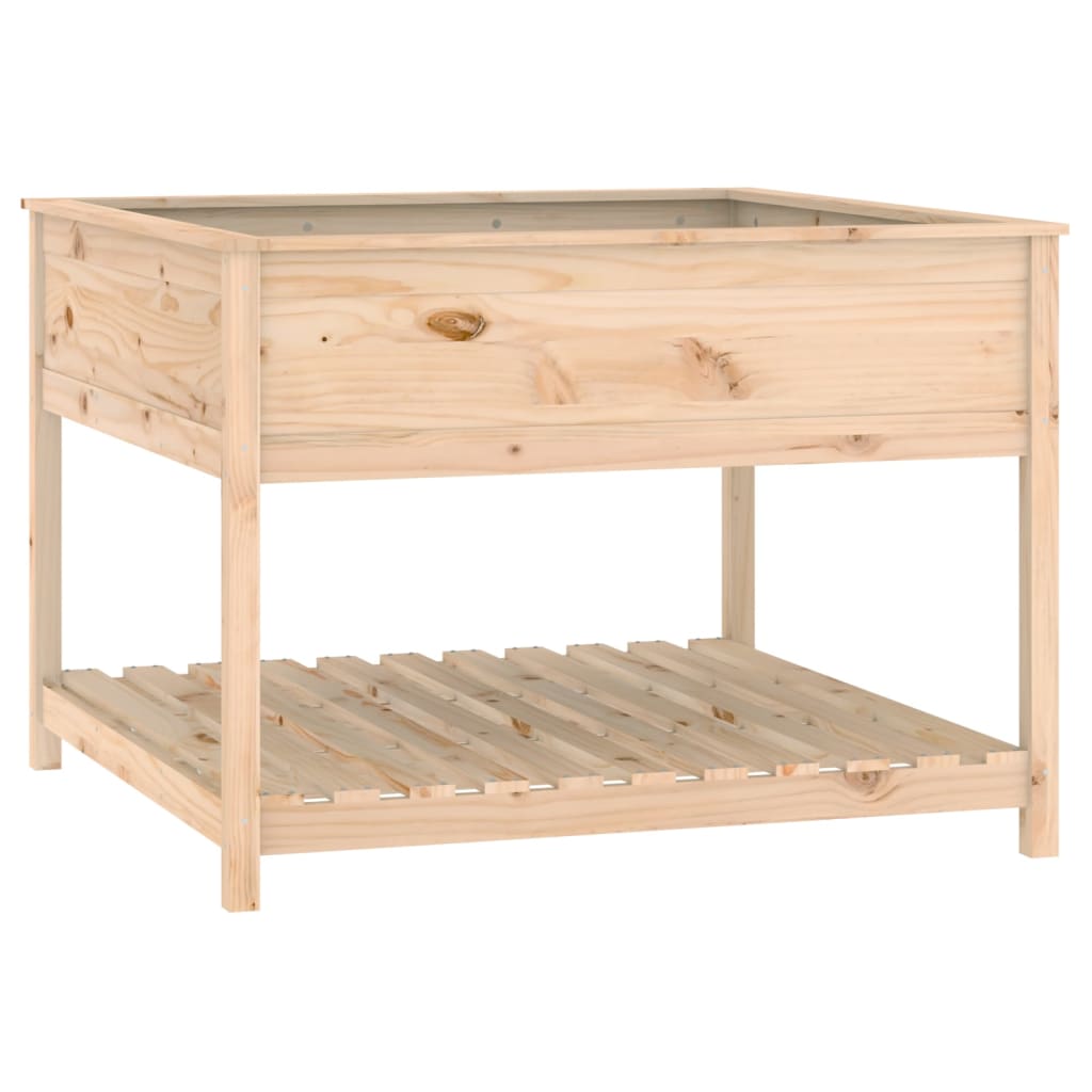 Plantenbak met schap 111,5x111,5x81 cm massief grenenhout - AllerleiShop