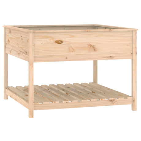 Plantenbak met schap 111,5x111,5x81 cm massief grenenhout - AllerleiShop