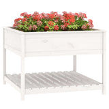 Plantenbak met schap 111,5x111,5x81 cm massief grenenhout wit - AllerleiShop