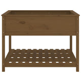 Plantenbak met schap 111,5x111,5x81 cm grenenhout honingbruin - AllerleiShop