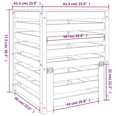 Compostbak 63,5x63,5x77,5 cm massief grenenhout - AllerleiShop