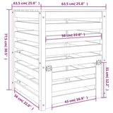 Compostbak 63,5x63,5x77,5 cm massief grenenhout wit - AllerleiShop