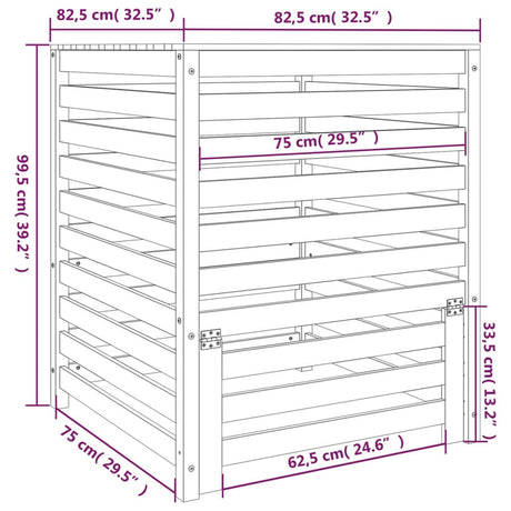 Compostbak 82,5x82,5x99,5 cm massief grenenhout - AllerleiShop