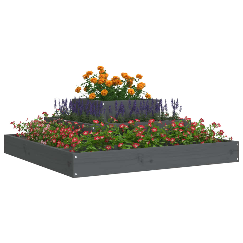 Plantenbak 80x80x27 cm massief grenenhout grijs - AllerleiShop