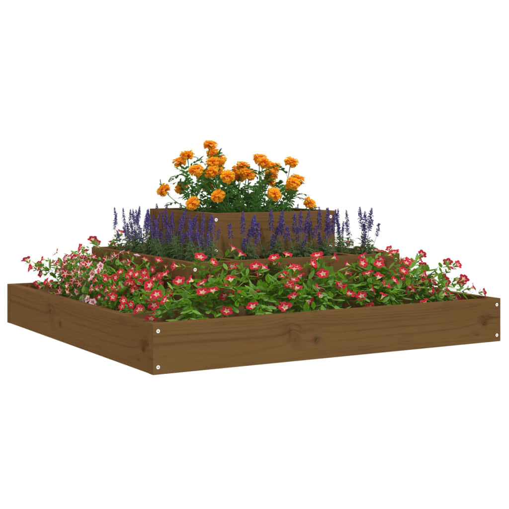 Plantenbak 80x80x27 cm massief grenenhout honingbruin - AllerleiShop