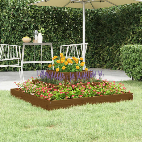 Plantenbak 80x80x27 cm massief grenenhout honingbruin - AllerleiShop