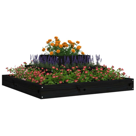 Plantenbak 80x80x27 cm massief grenenhout zwart - AllerleiShop