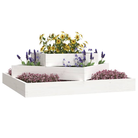 Plantenbak 83x83x27 cm massief grenenhout wit - AllerleiShop