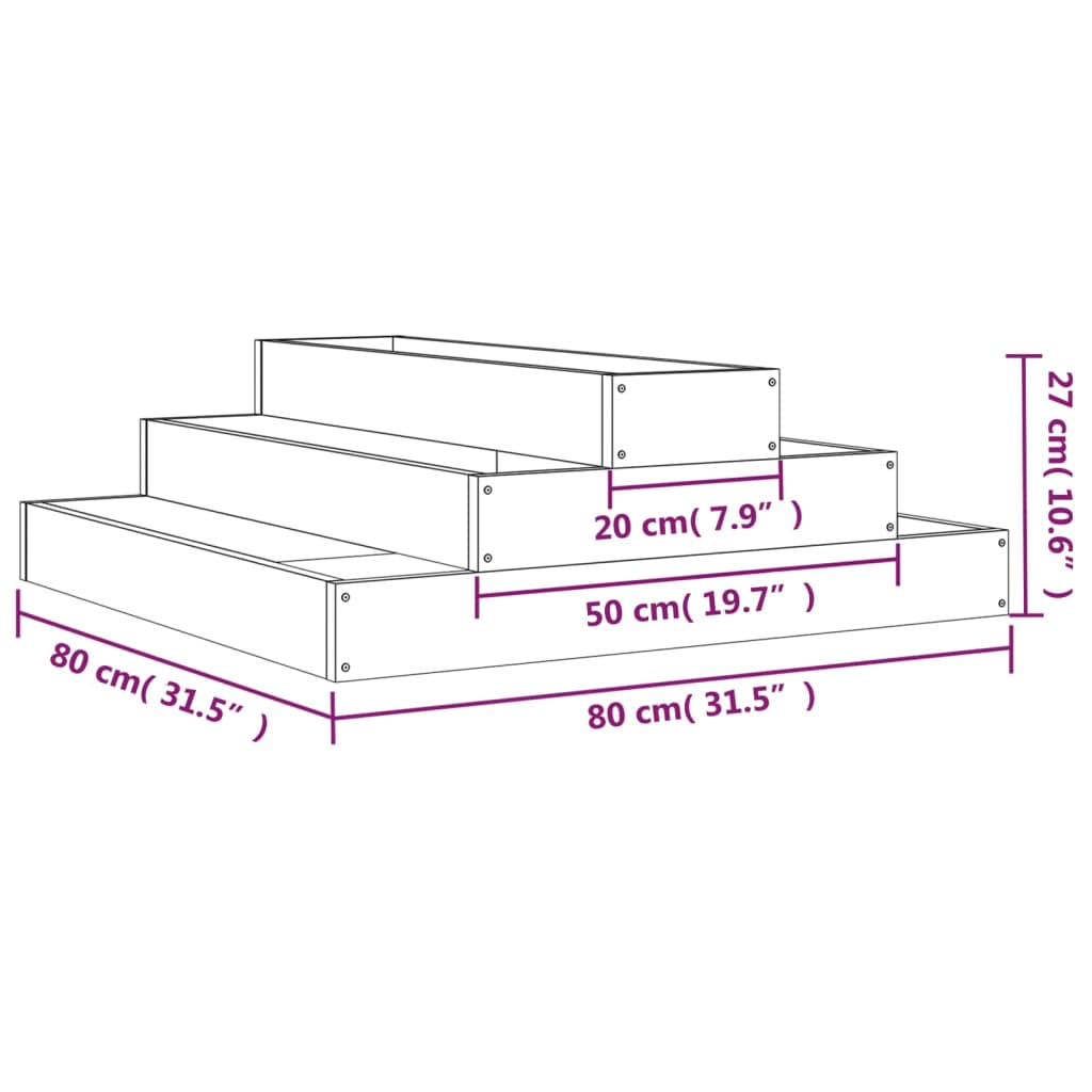 Plantenbak 80x80x27 cm massief grenenhout - AllerleiShop