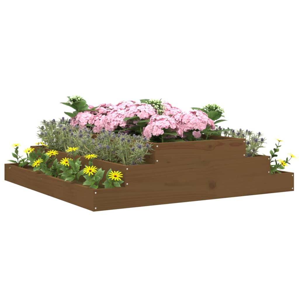 Plantenbak 110x110x27 cm massief grenenhout honingbruin - AllerleiShop