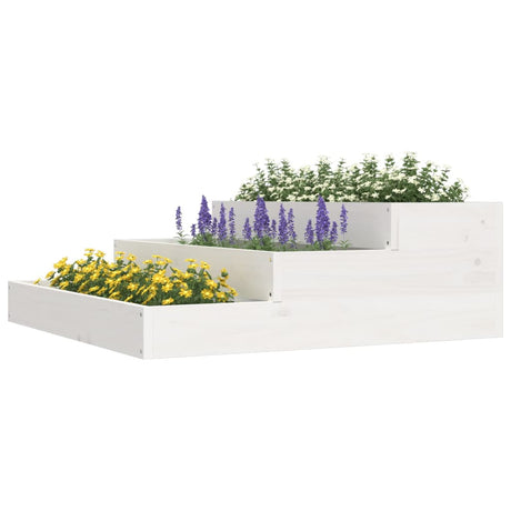 Plantenbak 78x78x27 cm massief grenenhout wit - AllerleiShop