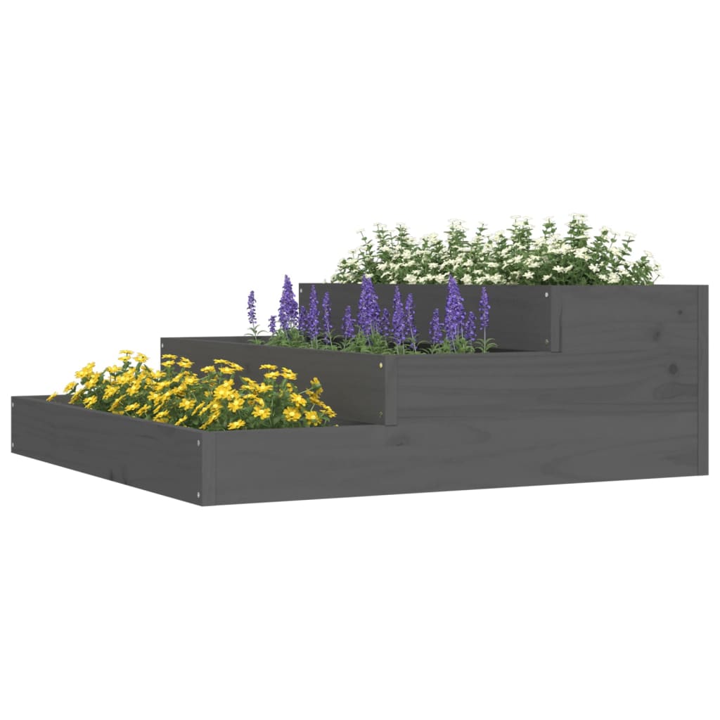 Plantenbak 78x78x27 cm massief grenenhout grijs - AllerleiShop