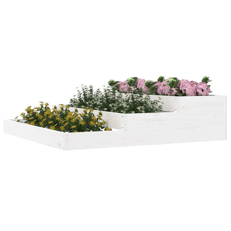 Plantenbak 107x107x27 cm massief grenenhout wit - AllerleiShop