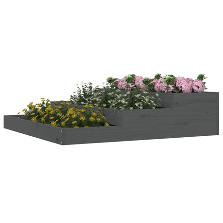 Plantenbak 107x107x27 cm massief grenenhout grijs - AllerleiShop