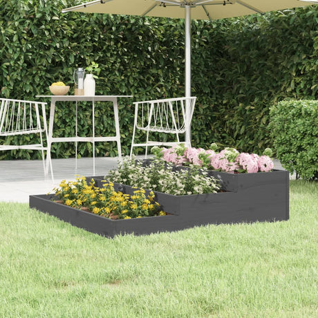 Plantenbak 107x107x27 cm massief grenenhout grijs - AllerleiShop