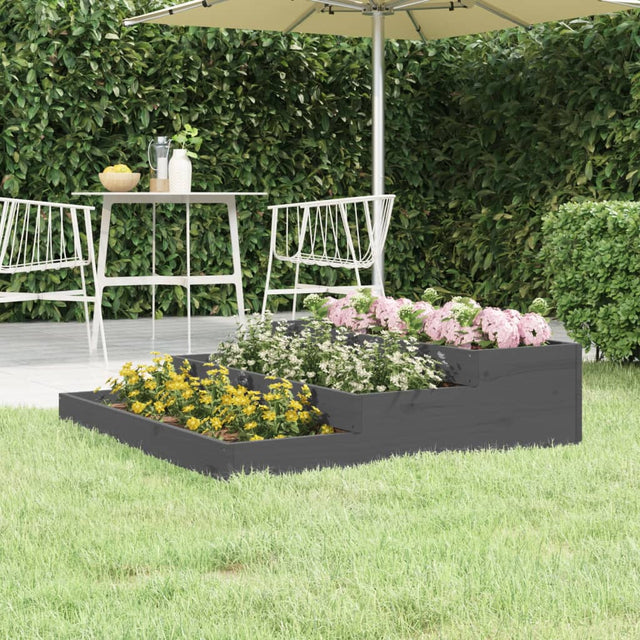 Plantenbak 107x107x27 cm massief grenenhout grijs - AllerleiShop