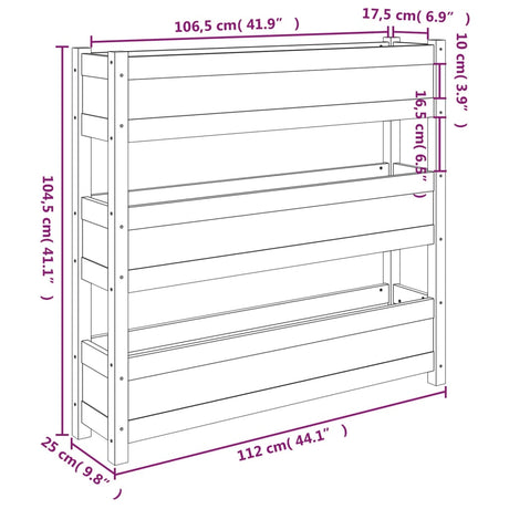 Plantenbak 112x25x104,5 cm massief grenenhout wit - AllerleiShop