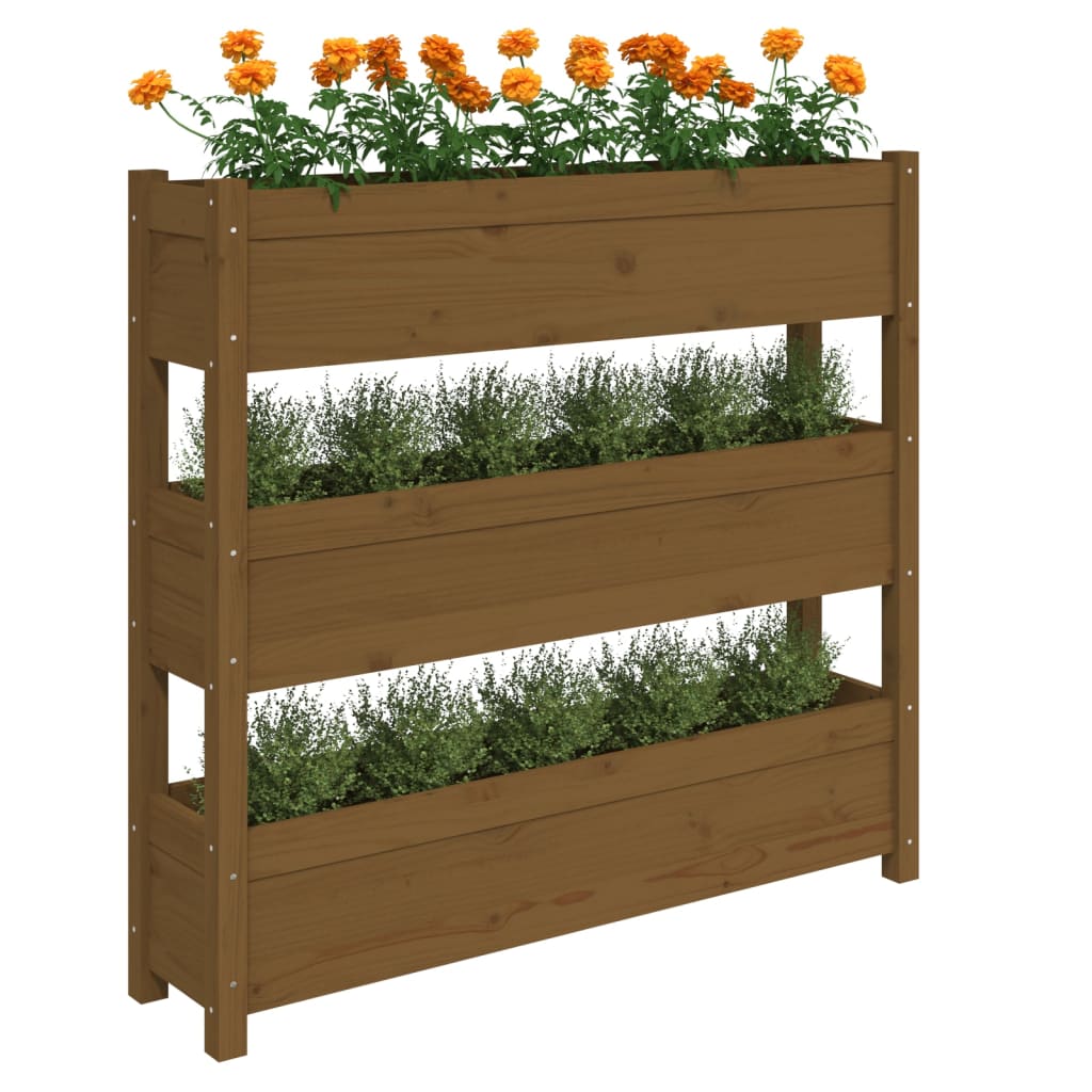 Plantenbak 112x25x104,5 cm massief grenenhout honingbruin - AllerleiShop