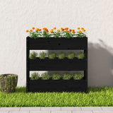 Plantenbak 112x25x104,5 cm massief grenenhout zwart - AllerleiShop